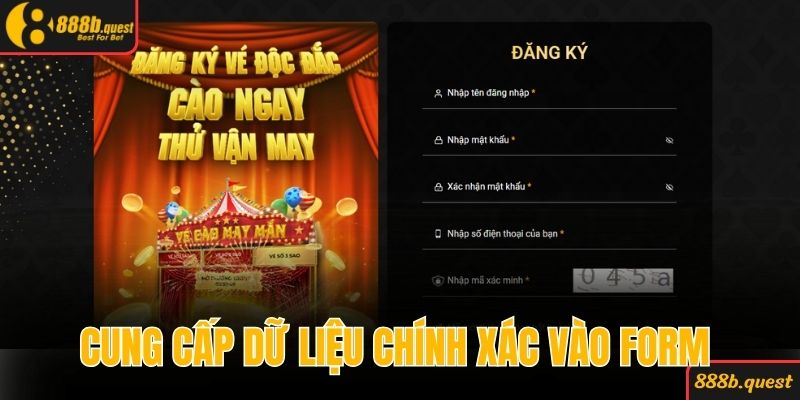 Cung cấp dữ liệu chính xác vào form mở tài khoản